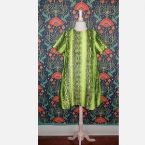 Essentiel Antwerp Neon Green Dress Snake Print A-Line Swing 38